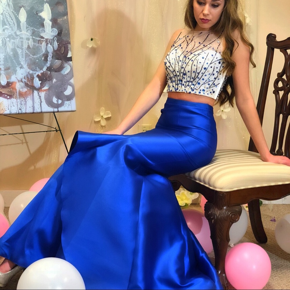 Cobalt Blue 2 Piece Prom Dress